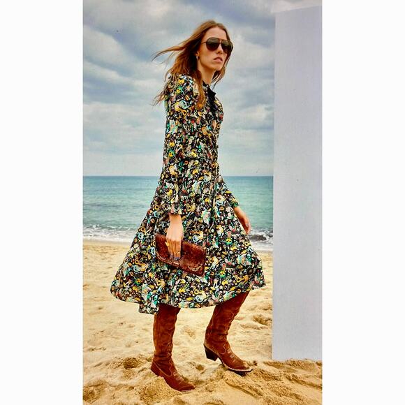 Zadig & Voltaire Rosier Circus Print Dress Midi Multi XS - Picture 1 of 16